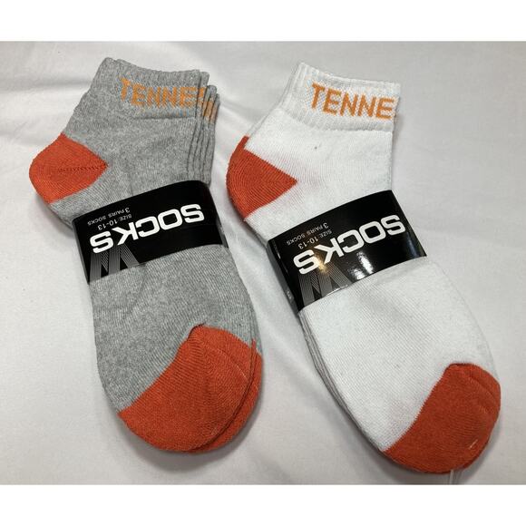 Tennessee Volunteers 3-Pack Ankle Socks, Men's White & Grey 6 pairs total, NCAA - Picture 1 of 3